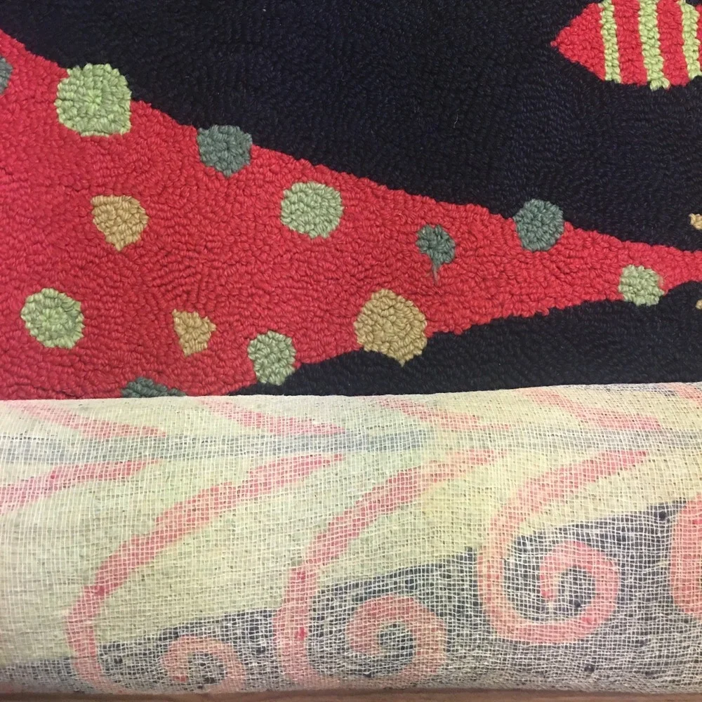 Vintage Hooked Wool Rug  Christmas Trees and Ornaments Holiday Decor 38